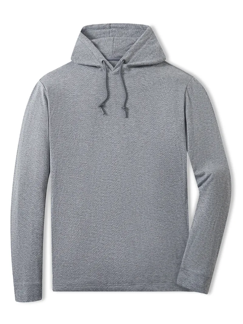 DTWOOO Herringbone Performance Hoodie in dark gray with drawstring hood and side pockets