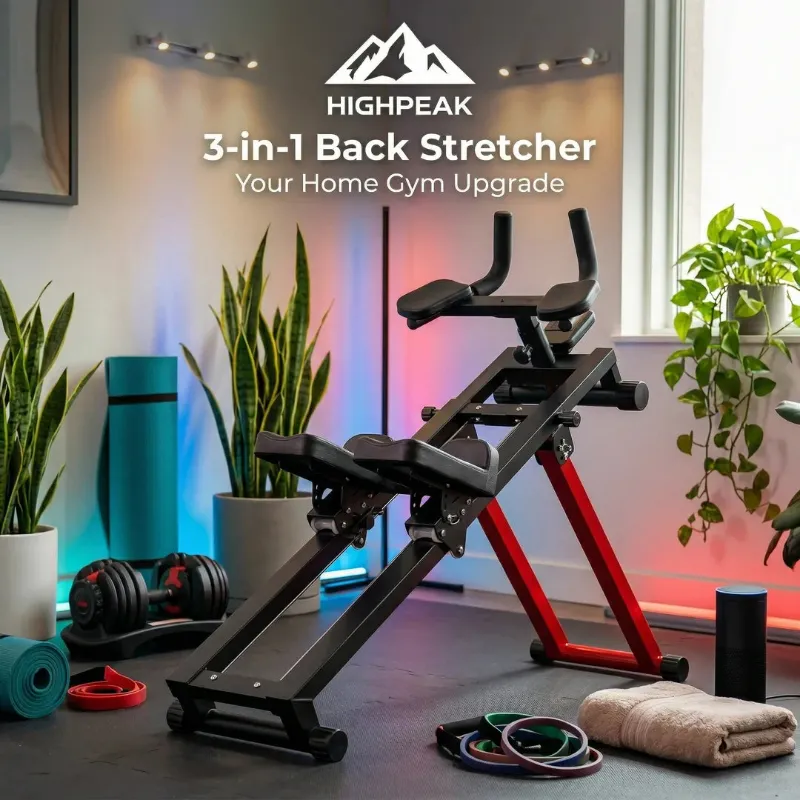 HighPeak 3-in-1 Back Stretcher set up in a home workout space