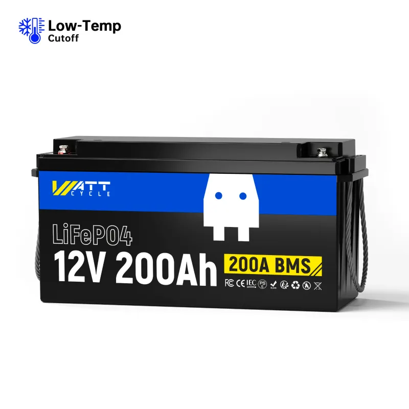 WattCycle 12V 200Ah Plus LiFePO4 Deep Cycle Battery with 200A BMS and low-temp protection