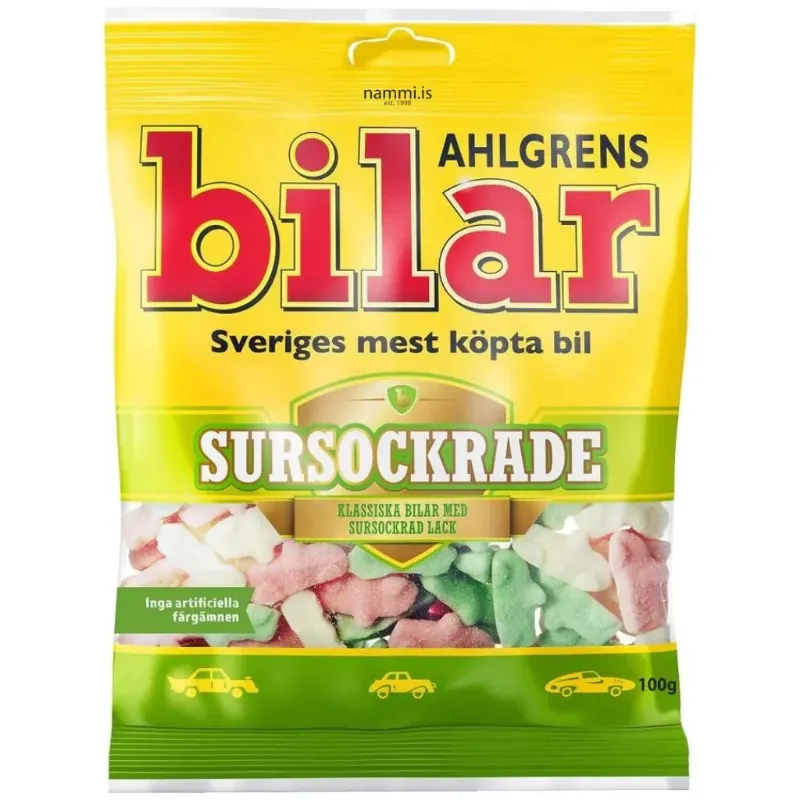 Nammi Bilar Sursockrade sour Swedish candy in 100g bag