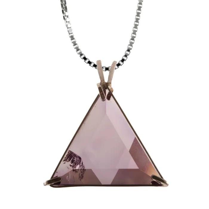 VOLTLIN Amethyst Star of David Chain Pendant with natural amethyst crystal in sterling silver frame