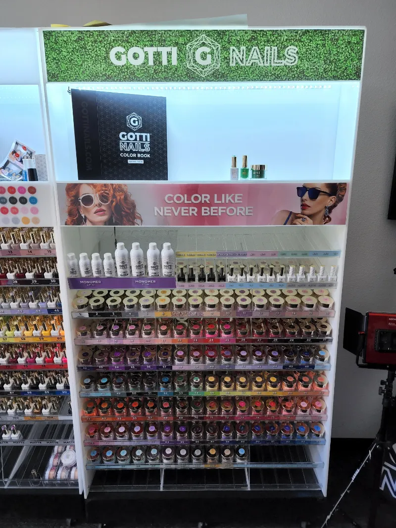 Gotti Nails Full Fusion Acrylic Powder Collection 105pc showing complete set of powder jars