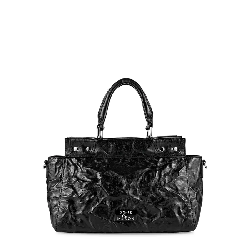 Bond & Mason The Railey Handbag showing vegan leather handbag with silver-tone hardware