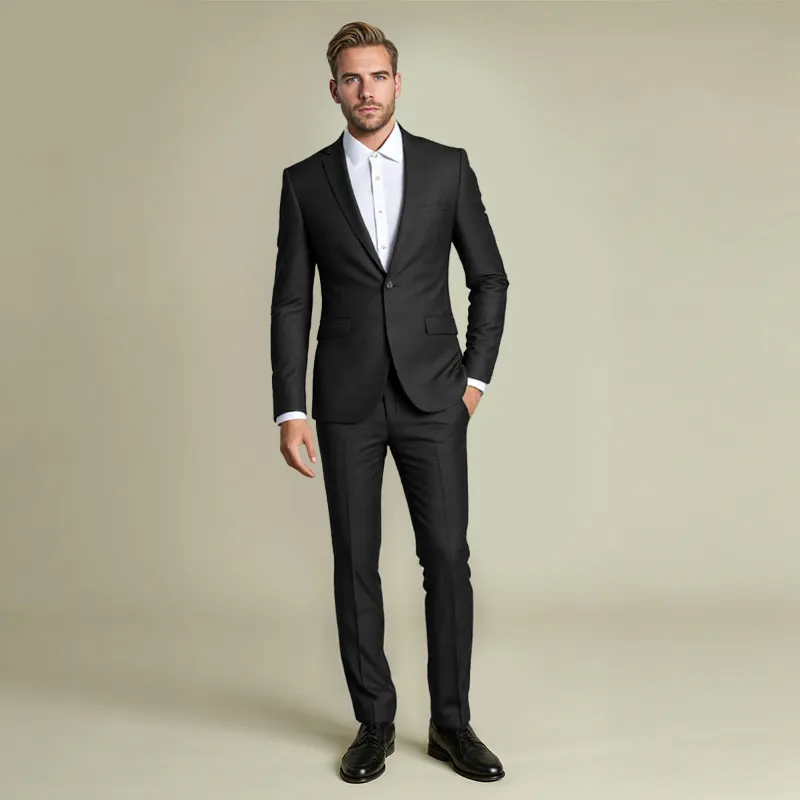 Cloudstyle 2-piece black slim fit one-button suit with blazer and pants