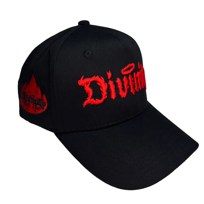 SoCal Divinity Divinity Flame Hats showing structured snapback with embroidered flame design