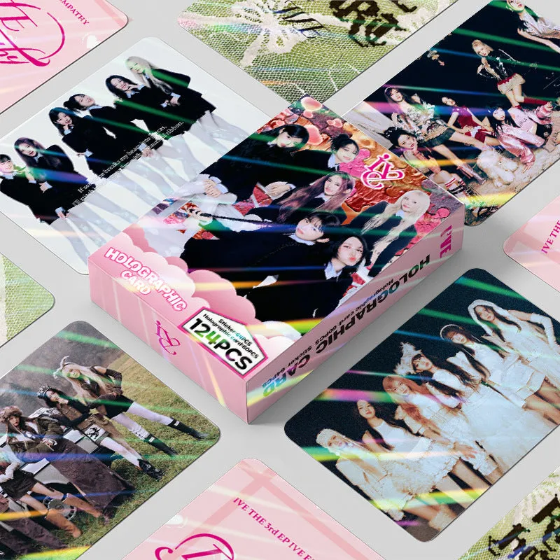 TTAesthetic 124 Laser KPOP Album LOMO Card Sticker showing holographic collectible cards with shimmering finish