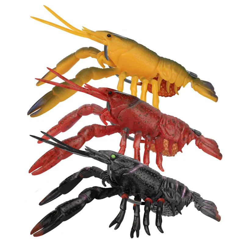 Truscend Fishing pre-rigged TPE fishing jig lures in crayfish design with weedless hooks