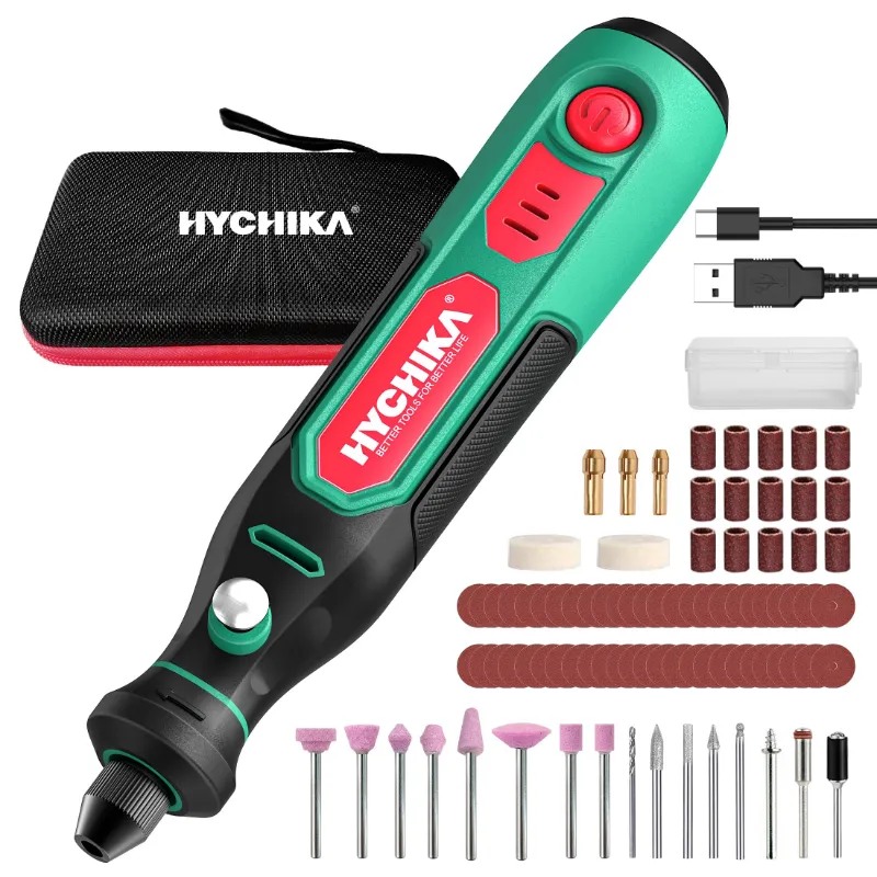 HYCHIKA 3.6V Mini Cordless Rotary Tool Kit with 89 accessories and USB-C charging