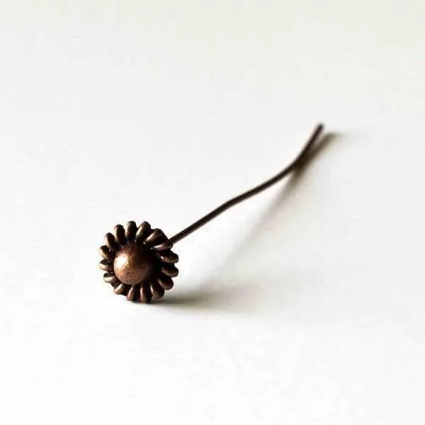 Cherry Tree Beads Vintage Copper Colored Pewter 2 inch grooved headpins, 12 per bag