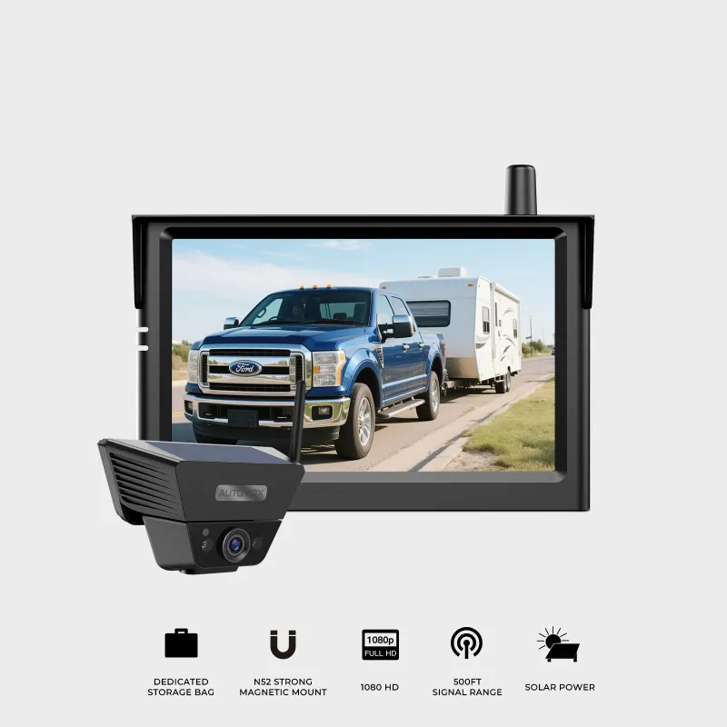 AUTO-VOX Solar 5A Wireless Magnetic Backup Camera for RV & Campers with 5 inch display
