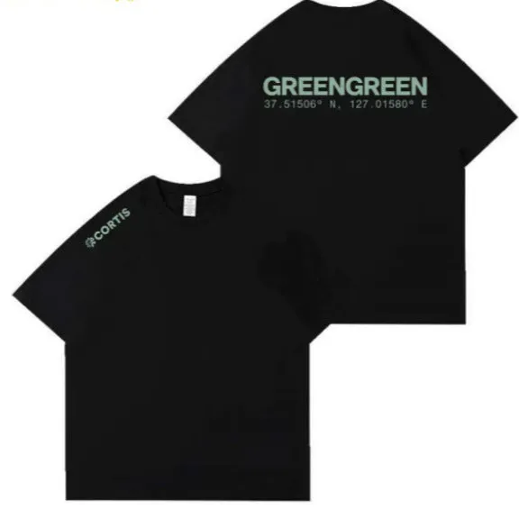 TTAesthetic GREENGREEN Album Printed Cotton Short-sleeved T-shirt in light color with album artwork