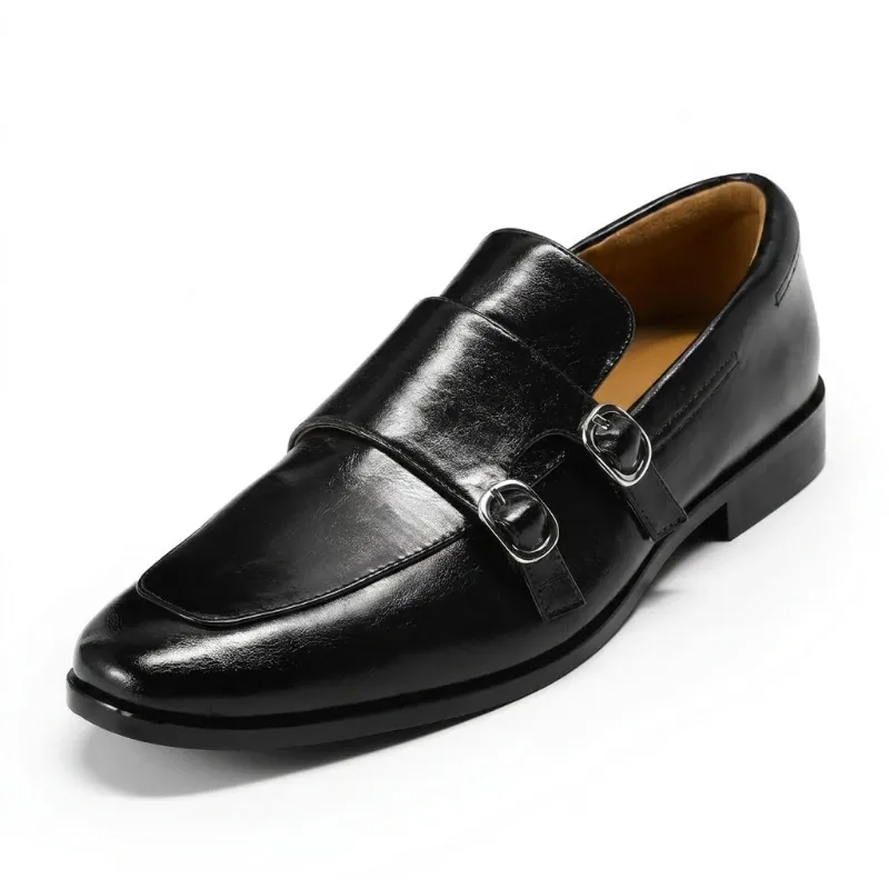 Cloudstyle AUSTIN MILL Mens Dress Shoes Slip-On Loafers Classic, black loafer with double buckles
