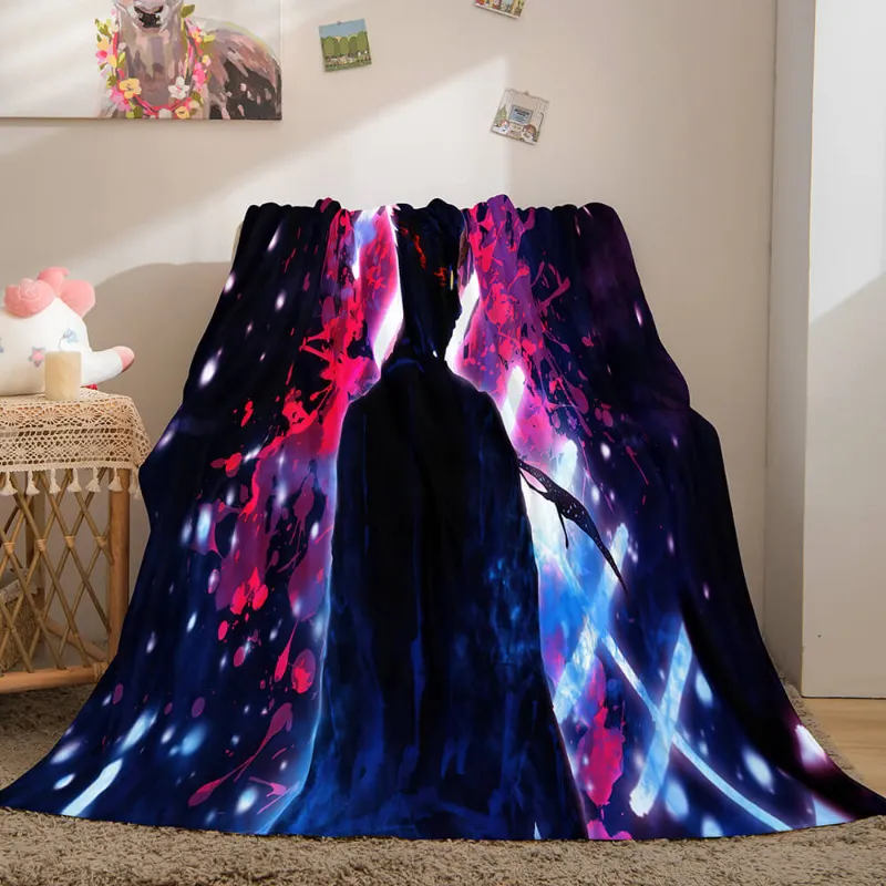 EBuycos Anime Jujutsu Kaisen Flannel Throw Cosplay Blanket on furniture