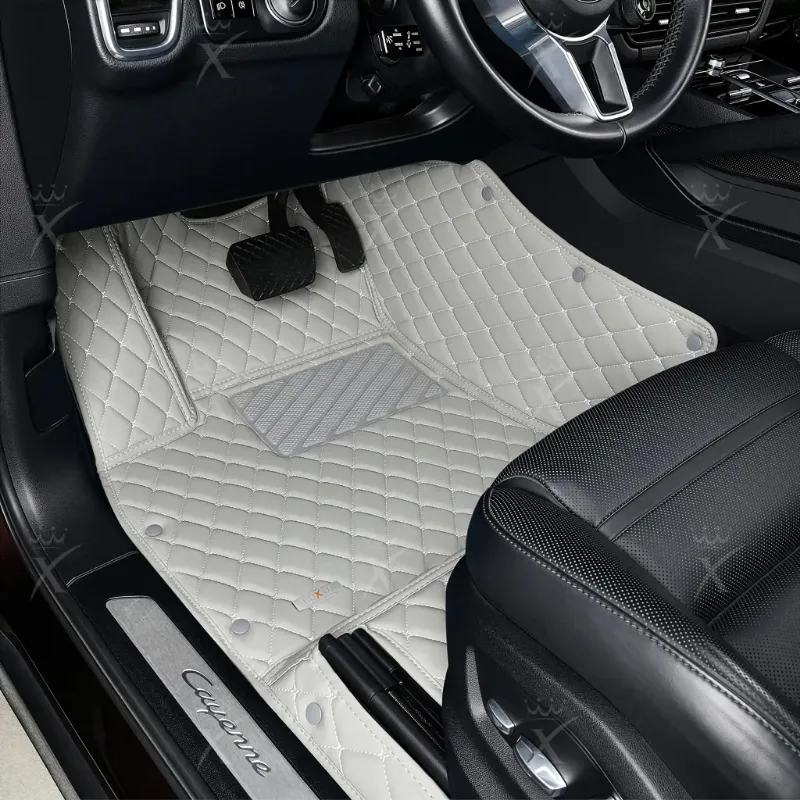 Luxus Car Mats Diamond Series floor mats in Light Gray shown fitted inside a vehicle