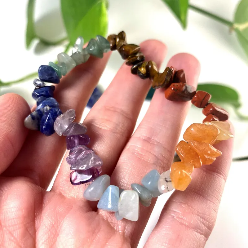 Turix Chakra Chips Crystal Bracelet with seven different natural stones in a row