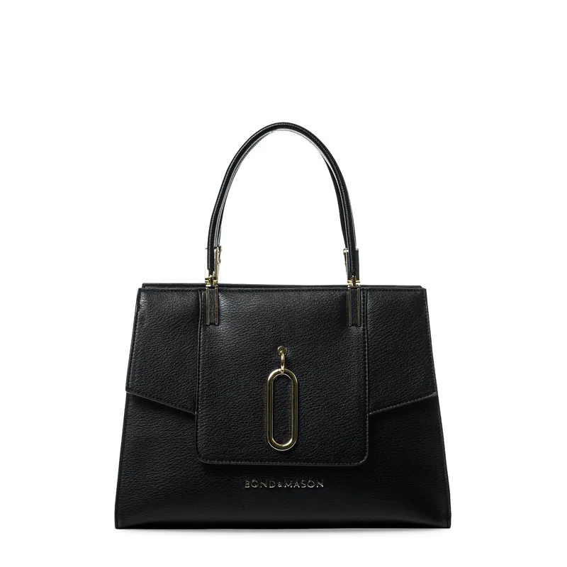 Bond & Mason The Paris Handbag showing a vegan leather handbag with gold-tone hardware