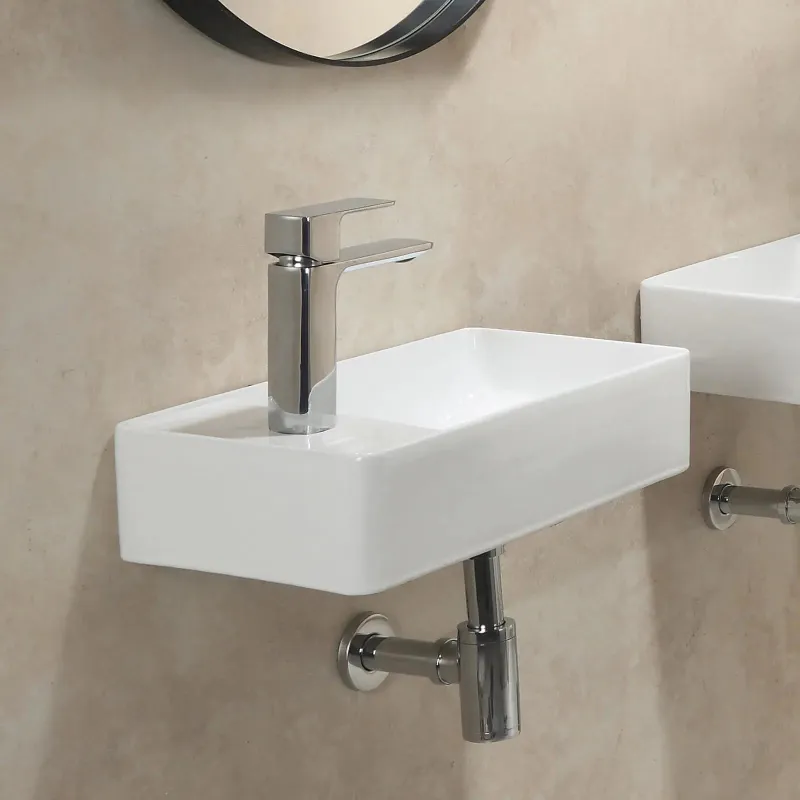 HOROW HWTP-S4625WL small wall mounted white ceramic rectangular bathroom sink