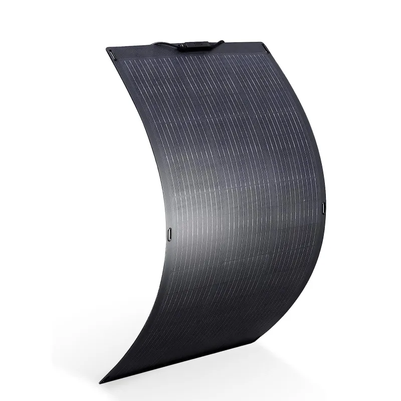 ALLPOWERS ES SF100 flexible 100W solar panel showing curved design and lightweight construction