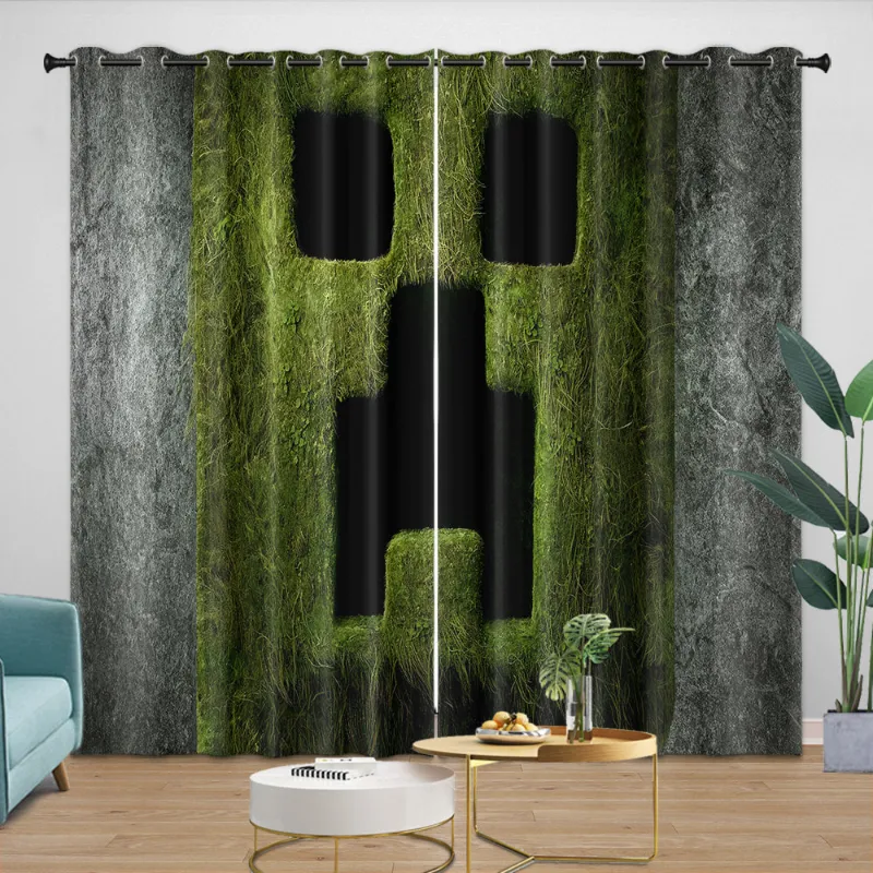 EBuycos A Minecraft Movie Curtains Blackout Window Drapes, two panels with Minecraft graphics and metal grommets