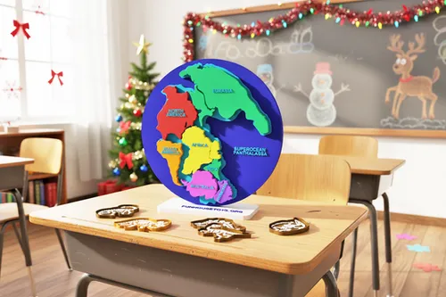 Fun House Toys Pangea Supercontinent Puzzle 3D standing map model showing ancient Earth geography