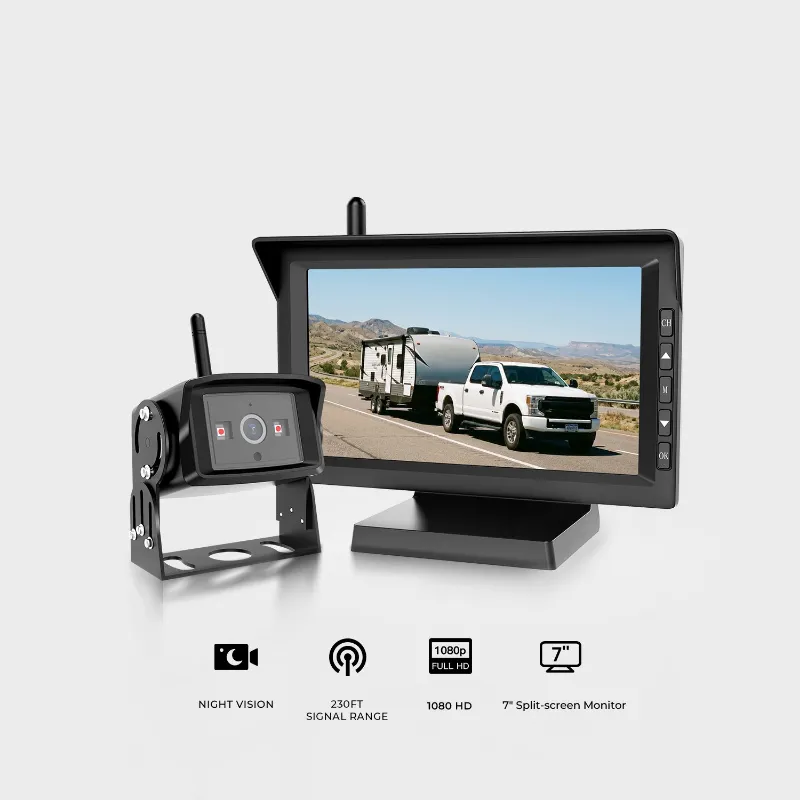 AUTO-VOX W10 1080P wireless backup camera with 7-inch split-screen monitor for motorhomes