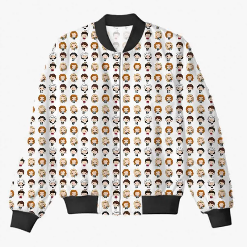 The Banyan Tee US AOP Bomber Jacket - Characters, all-over printed design on soft fleece bomber.
