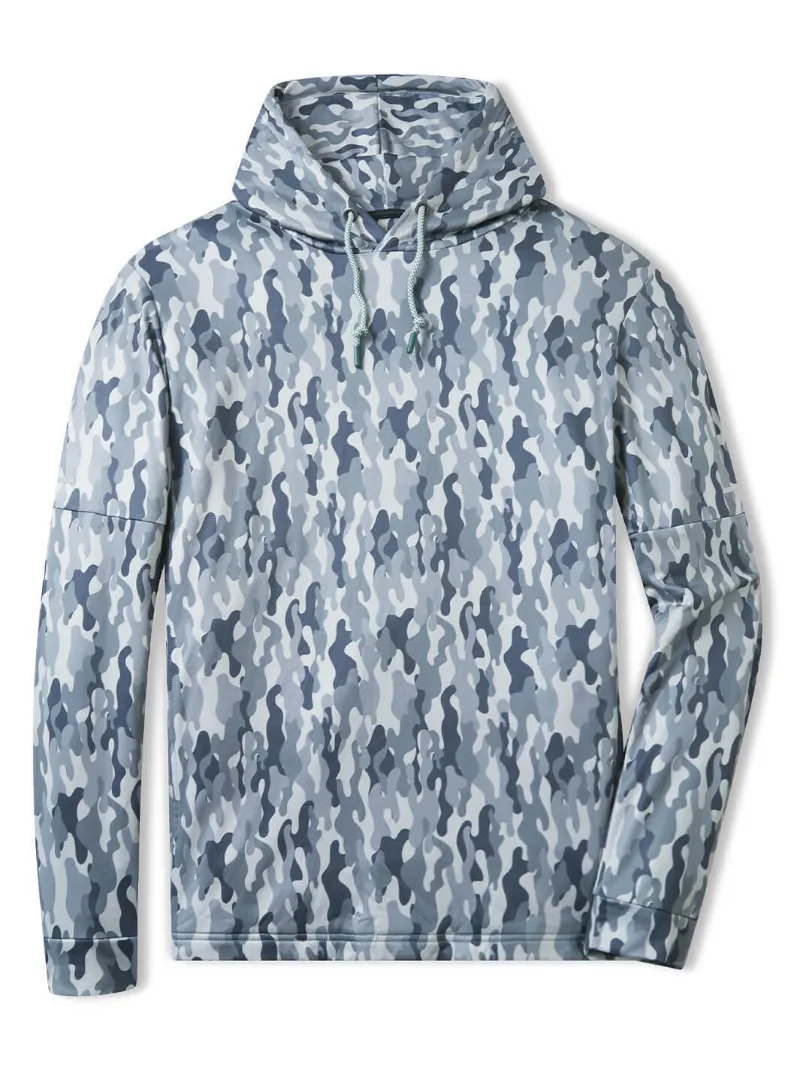 DTWOOO Print Performance Fleece Hoodie in Camouflage pattern with drawstring hood and side pockets