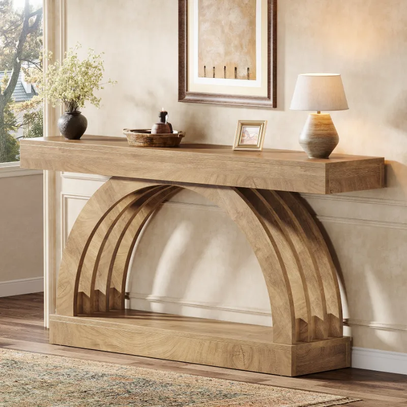 Tribesigns 63-inch arched console table with minimalist design and storage shelf