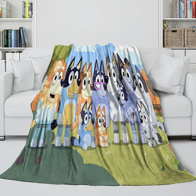EBuycos Bluey Blanket Pattern Flannel Kids Throw Room Decoration, folded throw blanket