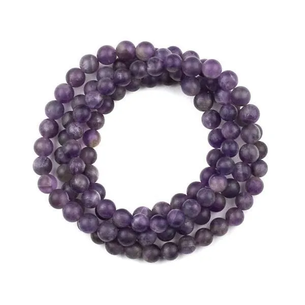 Cherry Tree Beads matte purple amethyst round mala beads on a long strand