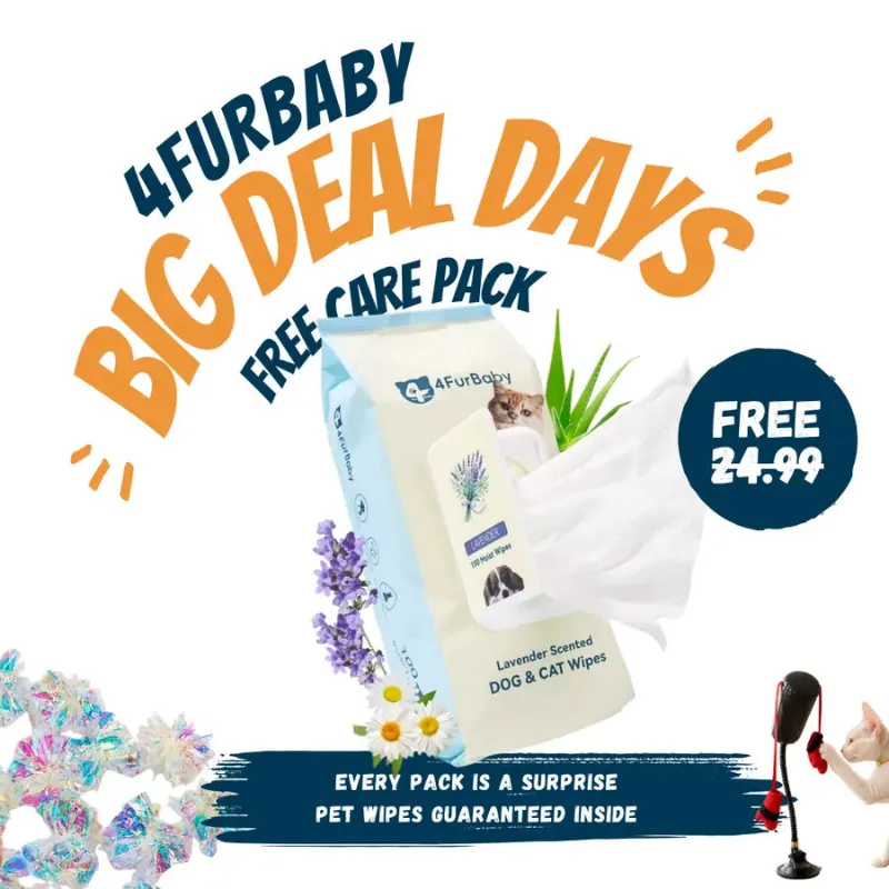 4FurBaby FREE $24.99 Care Pack with a surprise assortment of pet wipes and pet essentials