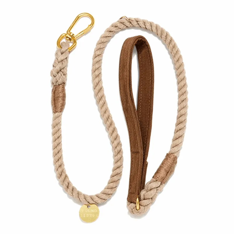 Found My Animal Cinnamon Waxed Cotton Canvas Animal Leash with brass hardware