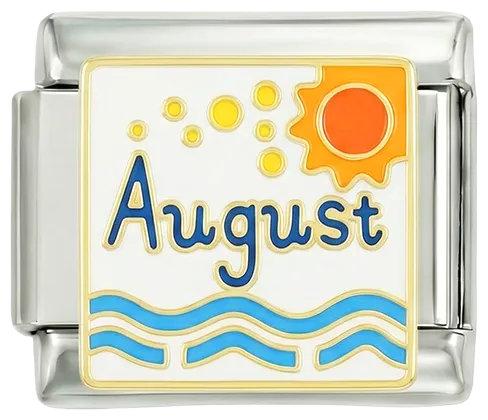 Charms Official August on Silver charm for bracelets and watches