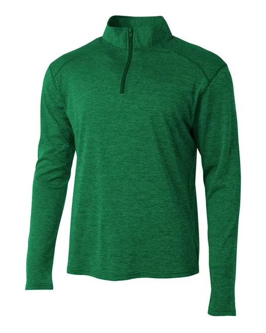Do It Tennis A4 Men's Inspire Quarter Zip Long Sleeve Tennis Warm-Up Top (Kelly) - green athletic top
