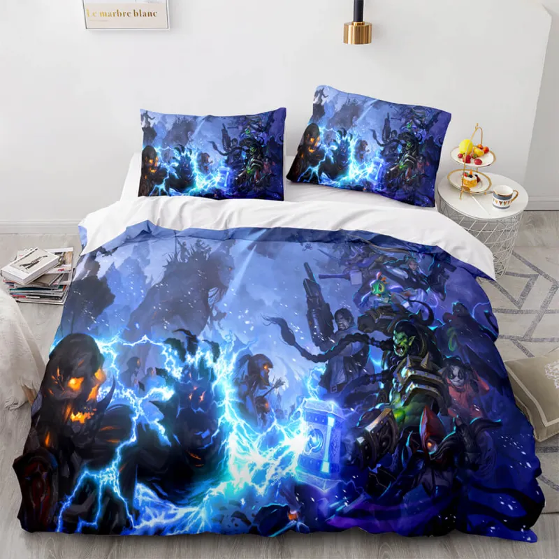 EBuycos Blizzard StarCraft Cosplay Bedding Sets Quilt Covers Without Filler, showing 3D printed anime character design on duvet