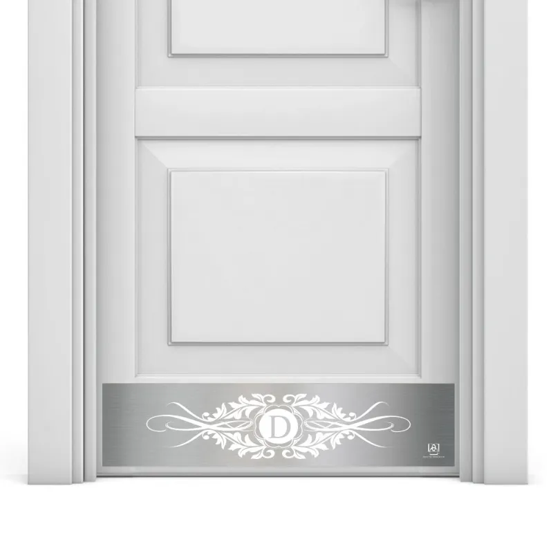 Deck the Door Decor Acanthus Monogram Engraved Door Kick Plate with personalized initial