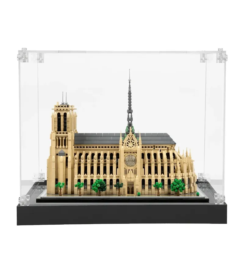 ICUANUTY Display Case for LEGO Architecture Notre-Dame de Paris 21061, clear acrylic case with black base