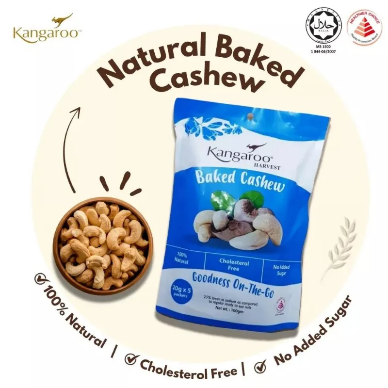 HoneySpree Kangaroo Harvest Baked Cashew bundle of 2, baked cashew packs