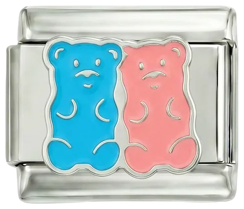 Charms Official Bears, Turquoise and Pink charm featuring two bears