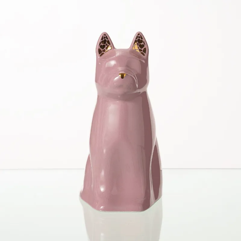 Pulvis Art Urns Barkley Pet Urn for Dog in pink ceramic with gentle curved design