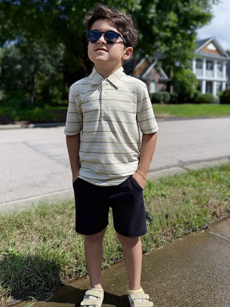 Maelreg Golf Trendy Boys Stripe Polo Shirts for kids