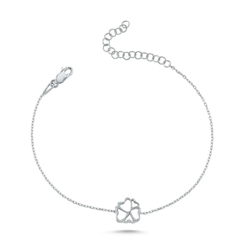 Amorium Jewelry Mini Silver Lily Flower Chain Bracelet, delicate lily charm on fine silver chain