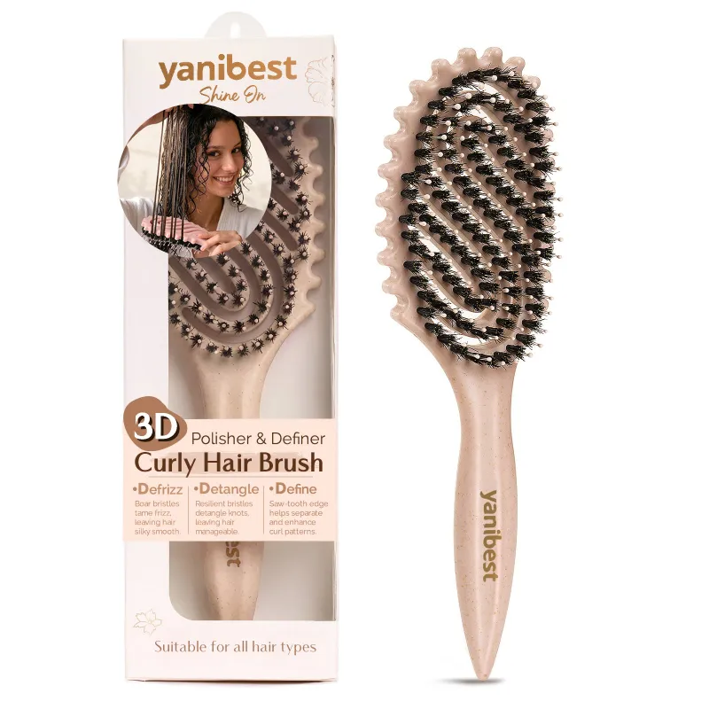 Yanibest 3D Styling Brush for Curly and Coily Hair shown in beige