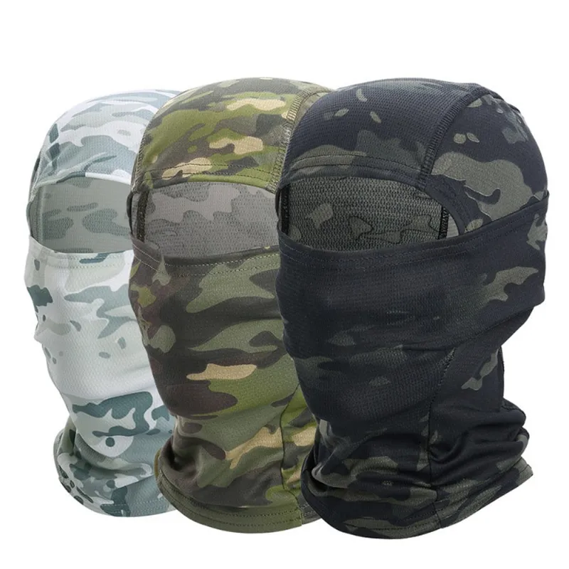 PUPU Sports Camouflage Balaclava Full Face Mask showing breathable windproof design for outdoor activities