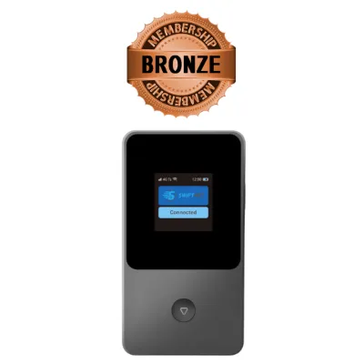 SwiftNetllc 4G Bronze portable hotspot device, pocket-sized multi-carrier LTE router for RV and travel