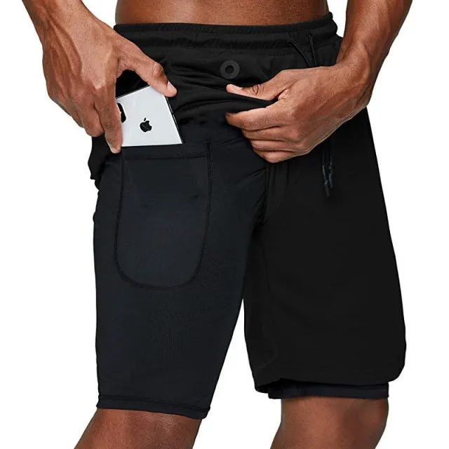 PUPU Sports Men's Quick Dry Running Shorts Athletic Gym Training Workout Shorts in sporty color with multiple pockets