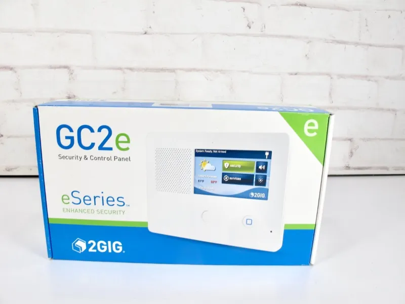 ZeereeZ 2GIG GC2e wireless encrypted touchscreen alarm control panel on a wall