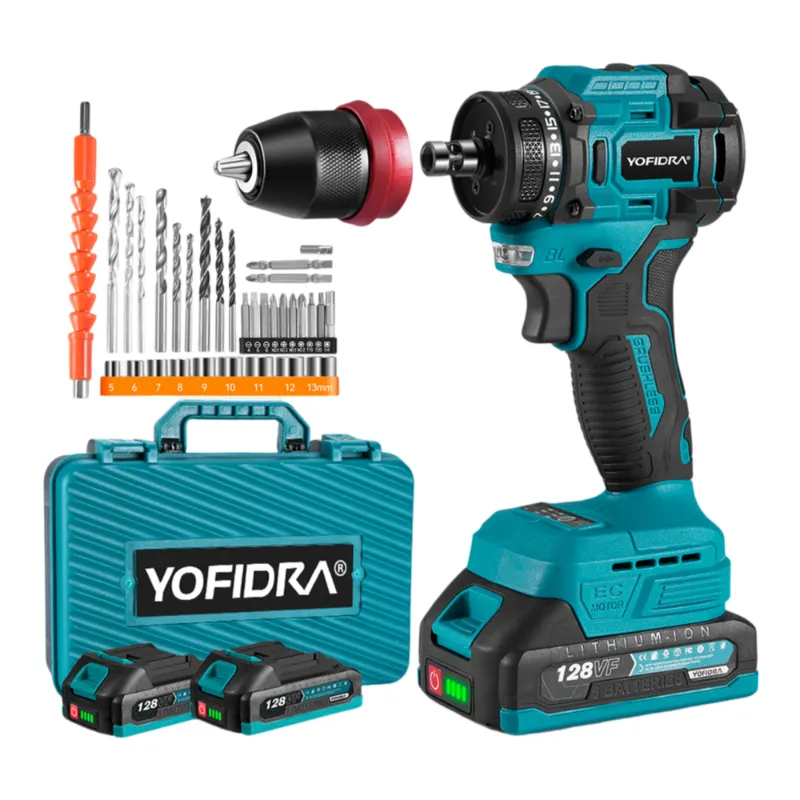NewBeny 3 in 1 Brushless Screwdriver Hammer Drill, close-up of tool head and chuck
