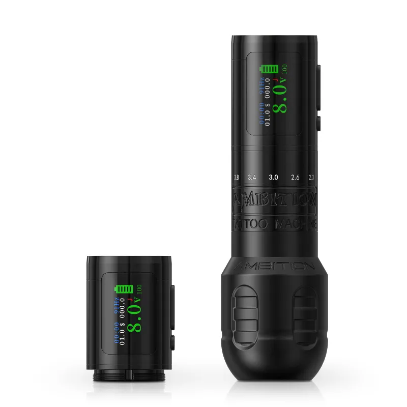 Ambition Tattoo C1 Wireless Tattoo Pen Machine with battery display and adjustment knob
