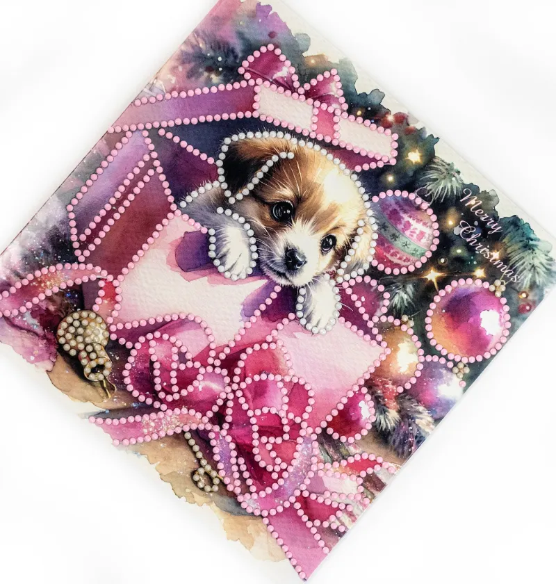 LETISTITCH 481-555 Christmas Surprise diamond painting card kit with festive design and envelope